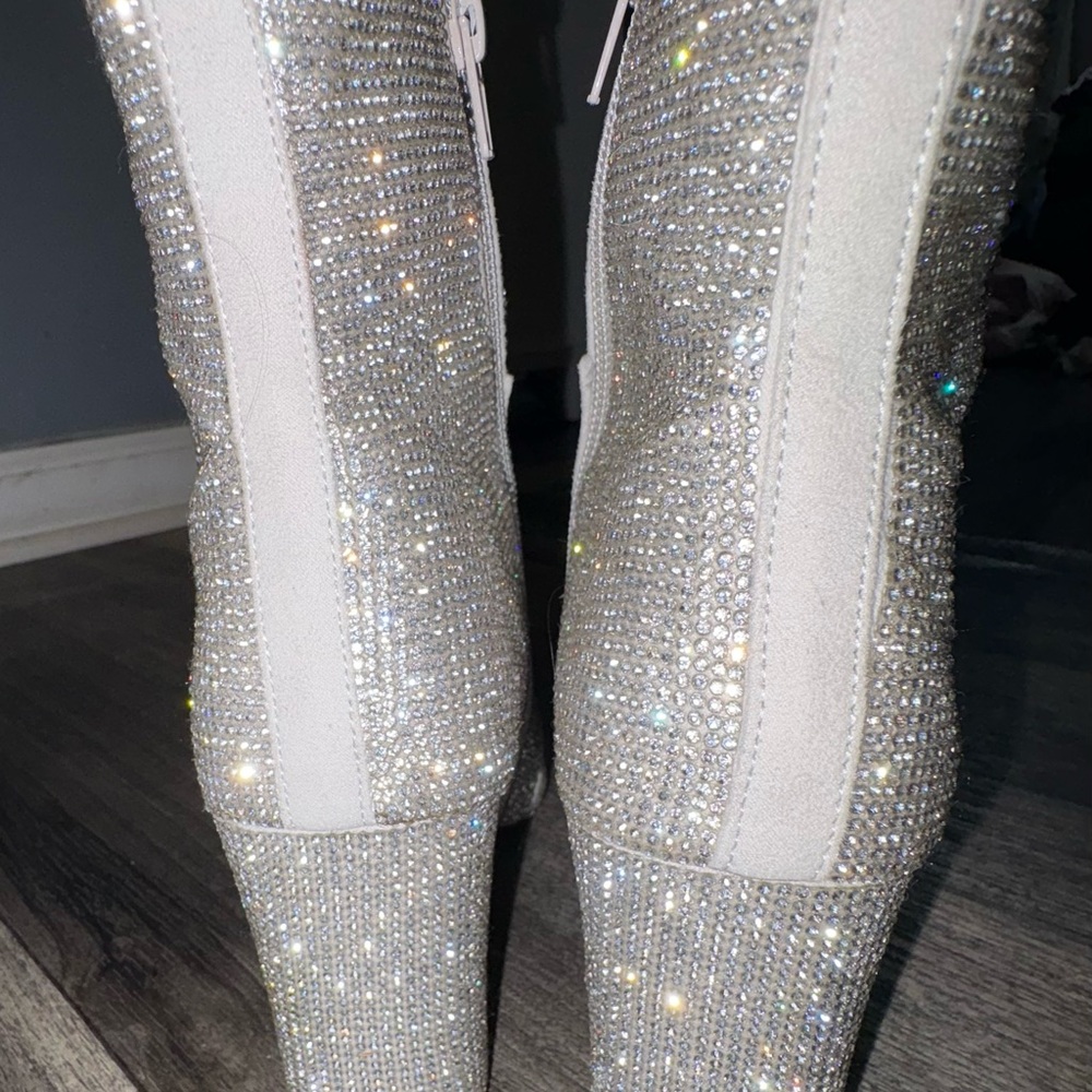 Sparkling Silver Ankle Boots - Picture 2 of 4